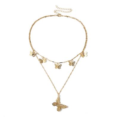 China Wholesale Custom Choker Jewelry Wholesale Custom Babygirl Fashion Gold Butterfly Multilayer Necklace for sale