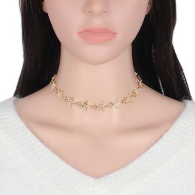 China Crystal Newtest population for metal girl's five_pointed alloy star love necklaces for sale