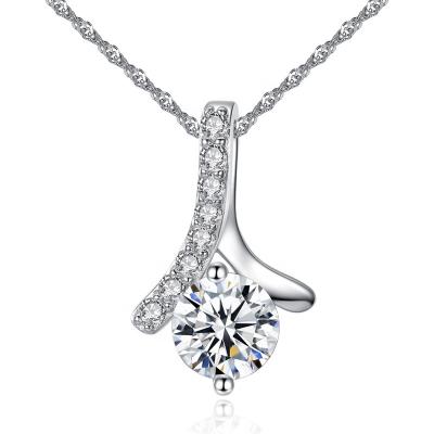 China Thin Gold Layer Women Romantic Luxurious White Zircon Necklace N04 for sale