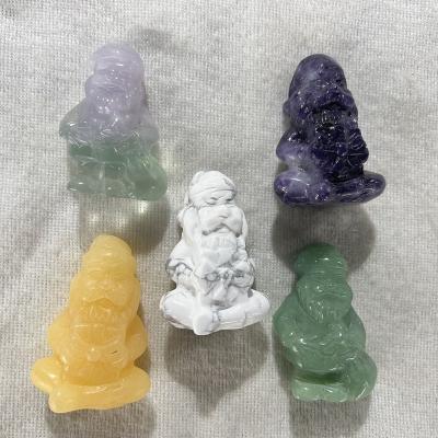 China Europe Wholesale Price Natural Hand Carved Agate Stone Craft Santa Fluorite Gift for sale