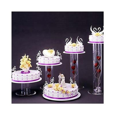 China 6 Tier Round Acrylic Transparent Cupcake Stand Wedding Display Stand Cake Stand For Dessert for sale