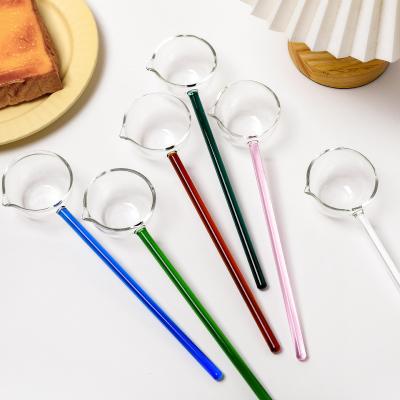 China Viable Creative Clear Color Glass Spoon Headed Large Mouth Soup Spoon Red Wine Glass Spoon for sale