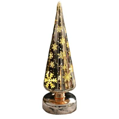 China Creative Christmas LED Glass Light Handwork Tree Christmas Day Desktop Decorative Ornaments for sale