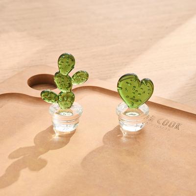 China Simple Art Deco Creative Glass Plant Cactus Table Living Room Home Decoration for sale