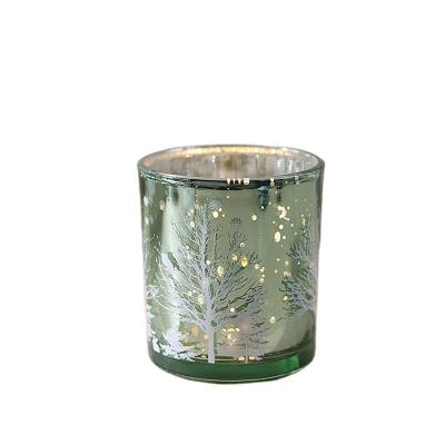 China home decoration colored plated glass candle holders, glass jars for home decoration for sale