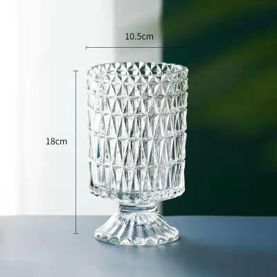 China Modern Creative Diamond Striped Glass Transparent Small Vase Colorful Desktop Decoration for sale