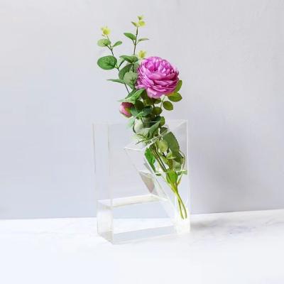 China Art Deco Acrylic Clear Vase Flower Arrangement for Decoration Aquatic Plant Container for sale