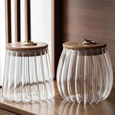 China Freshness Preservation Clear Lined Storage Glass Jar With Lid For Kitchen Preservation for sale