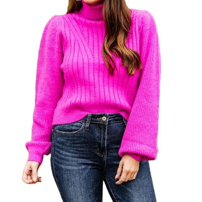 China 2022 Latest Design Autumn Winter Girls Ladies Anti-Wrinkle Custom Knit Plus Size Turtle Neck Sweater Knitted Women Sweaters for sale