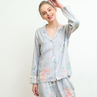 China Wholesale QUICK DRY Custom Simulation Pajamas Ladies Summer Silk Sleepwear Set Artificial Cotton Comfortable Lougewear Long Sleeve Sleepwear for sale