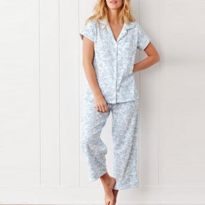 China Breathable Women Comfort Sleep Wear Fashion Organic Cotton Wholesale Pajamas Sets for sale