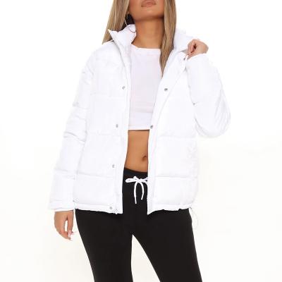 China OEM 2022 workable wholesale winter white ladies padded hooded down plus size jacket custom made oversized women's stripper bubble coat for sale