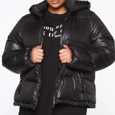 China OEM 2022 Viable Down Padded Winter Quilted Ladies Black Cropped Bubble Hooded Wholesale Plus Size Oversized Stripper Jacket Custom Women for sale