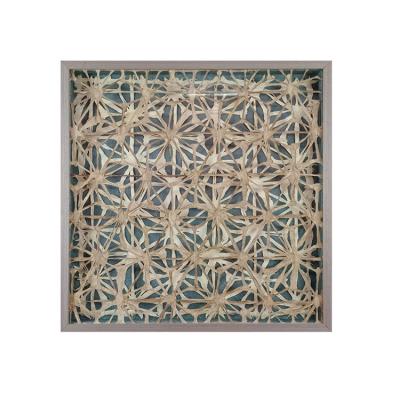 China Handmade Wall Paper Art Light Brown Handmade Paper Art Frame Home Decor Wood Frame for sale