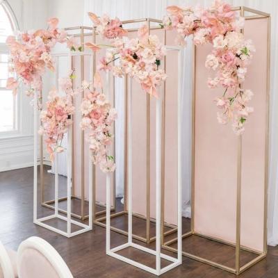 China Simple design high quality stainless steel gold metal banquet flower wedding decoration backdrop grand background for sale