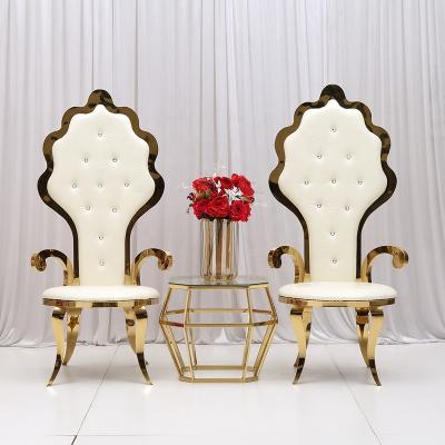 China Fashion Modern Design Elegant Wedding Furniture Stainless Steel Banquet Throne King Wedding Chair for sale