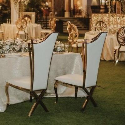 China Modern Stylish Modern Stainless Steel Wedding Dining Chairs For Hotel Banquet Furniture for sale