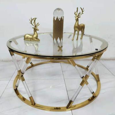 China (Other) Round Lid Wedding Banquet Party Events Adjustable Hot Selling Clear Glass Coffee Table for sale