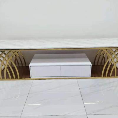 China Convertible Design Special Gold Silver Stainless Streel Frame TV Stands Top Venue Banquet Party Decoration for sale