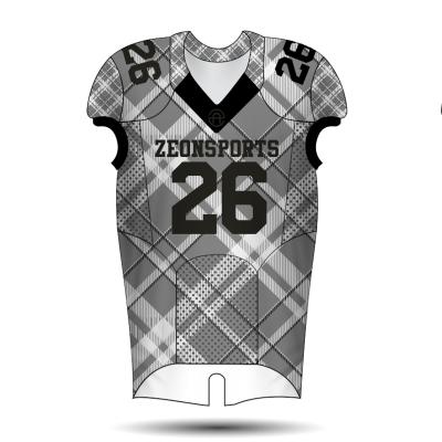 China Adult Training Uniform American Football Jersey Sublimated Custom Antibacterial Gray Black Gray Design Youth Fight Game Practice for sale