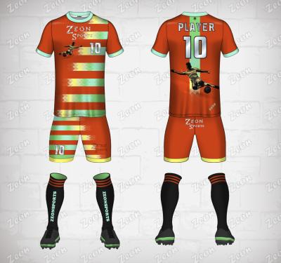 China Wholesale Custom Sets Sublimation Printing Orange Design White Soccer Jersey Football Shirts Shorts Set for sale