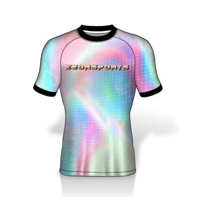 China Factory Supplier Newest Design Aurora Sports Antibacterial Custom Colored Compression Top Shirts Rash Guard T-Shirts for sale