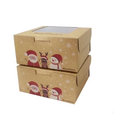 China Gift KCCB 4 Piece Open Window Cupcake Box Packaging Paper Box Christmas Gift Box for sale