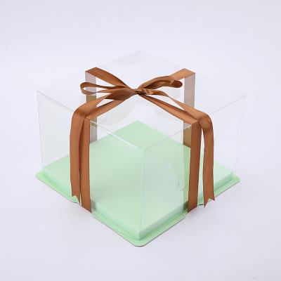 China 2021 KCCB Disposable PET Square Box Plastic Cake Boxes For Decorating Birthday Holiday Wedding Packaging Cake for sale