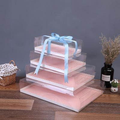 China KCCB 2020 Disposable Cake Box Bulk Transparent Cake Box Large Wedding Birthday Party PVC Square PET Digital for sale