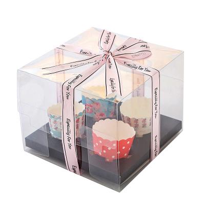 China NEW KCCB PETpaper Disposable Square Cups Cake Box Wedding Birthday Party Gift Packaging Box for sale