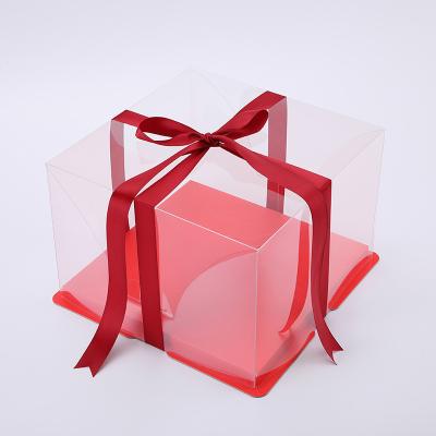 China KCCB Disposable Plastic Cake Box Transparent Free Sample Two In One Disposable Food Packing Gift Cake Packing Box for sale