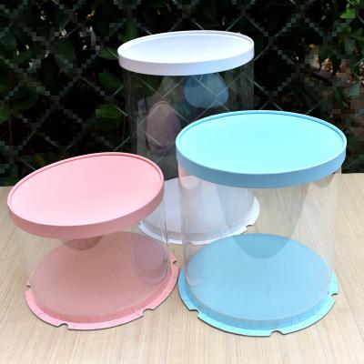 China KCCB 2020 Disposable Custom Gift Boxes Recycled Materials Large Square Pet Round Cake Box Transparent Plastic Packaging for sale