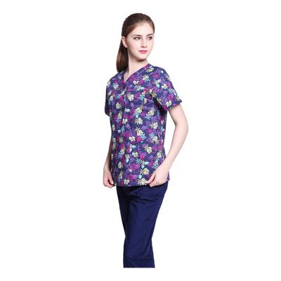 China High Quality And Cheap Printing V-neck Printing Beauty Salon Dentist Clinic Pharmacy Uniform Nurse Hospital Medical Surgical Uniform for sale