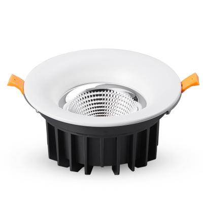 China Modern White Mini Round Trimless Ip 44 Cob Led Recessed Downlights 24w Adjustable Ceiling Spot Lights for sale