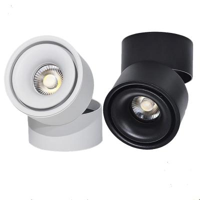 China Modern Fashion 12W Gimbal Downlight Aluminum Adjustable Fixture Matt Black White Surface Mounted Led COB Spot Light for sale