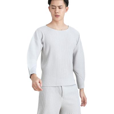 China new Japanese style Anti-wrinkle o pleated neck long sleeves men's tops for sale