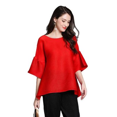 China Big Color Anti - Shrink Solid Pure Flare Base Top Sleeve Short Sleeve for sale