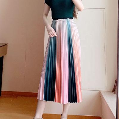 China Plus Size Fashion short skirt pink long pleated print high waist pleated skirt for women for sale