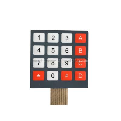 China Industrial equipment 4x4 membrane switch high quality flat button membrane custom diy keypad for sale