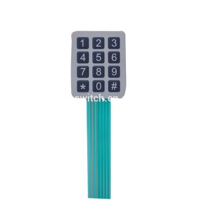 China Industrial Equipment Customized Silicone Rubber Membrane Switch 4x3 Tactile Numerical Keypad for sale