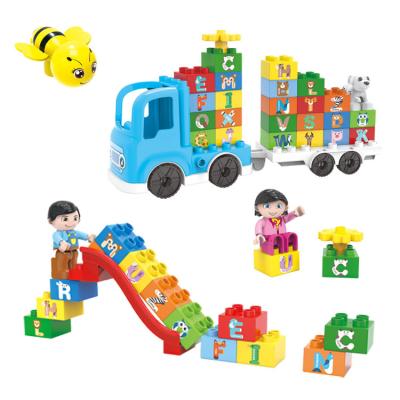 China DIY TOY OEM Educational Learning Letters on Trailer Truck Train Plastic Toys Building Blocks for Children for sale