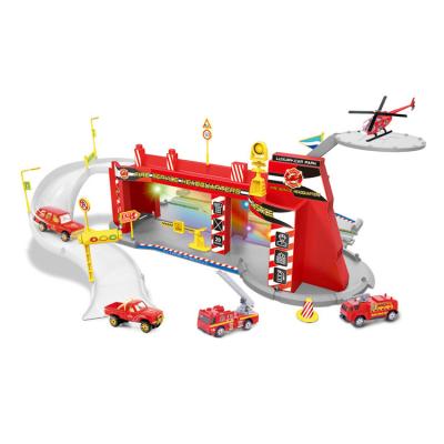 China children's park toys fire rescue garage toy with metal cars 59903 for sale