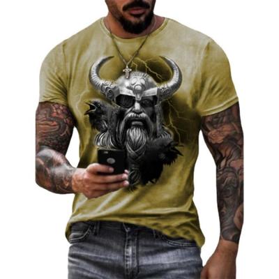 China 2022 Summer New Men's Anti-wrinkle Viking Myth Warrior Print Fashion 3DT Sports Casual Shirt for sale