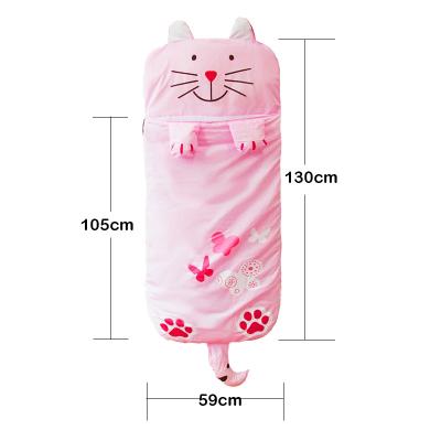 China 2020 Winters Portable Plush Zipper Eco-friendly Comfortable Warm Sleep Bag For Kid With Pillow Custom Cartoon Color Graphic Logo for sale