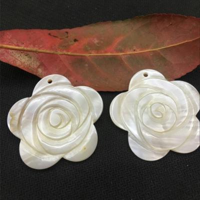 China DIY Jewelry Accessory Manufacturers Sell 43MM Freshwater Mother of Pearl, Shell Flower Plum Blossom, Hand-carved DIY Earrings, Necklaces for sale