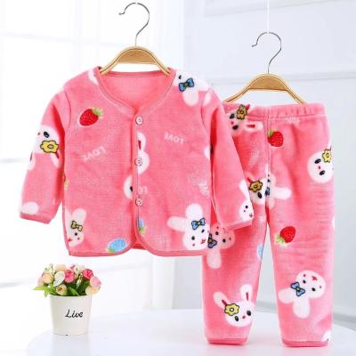 China Autumn and winter new velvet boys and girls cardigan jacket infant two-piece breathable infant cardigan for sale