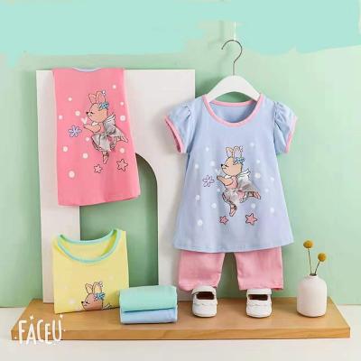 China New Breathable Girls Boutique Farm Animal Pattern Embroidered Shorts Short Sleeve Fashion 2 Piece Baby Costume for sale