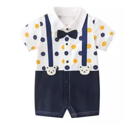 China Boutique Breathable Pure Cotton Baby Boy Jumpsuit Birthday Party Suit 6 Months Baby Boy Clothes for sale