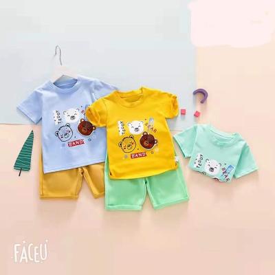 China Factory direct sales children's two-piece suit children's summer cotton breathable short-sleeved cartoon shorts for sale