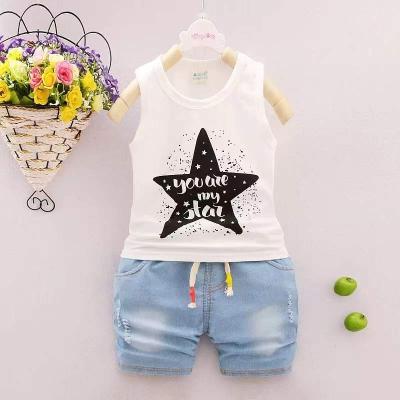 China Factory direct sale cartoon vest suit boy two-piece outfit children's breathable cotton short-sleeved shorts for sale